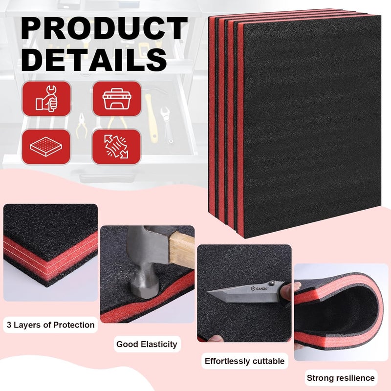 DGSL Tool Box Foam 3 Pack, 18x12x1 In Foam Inserts for Cases, Cuttable Polyethylene Storage Sheets, Tool Box Organizer, Kaizen Organizer Sheets - Image 3